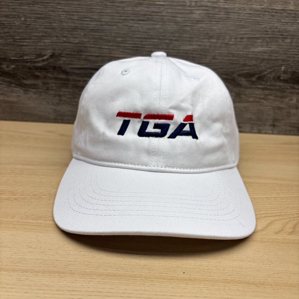 TGA Hat Cap Snap Back White Blue Red Embroidered Mens